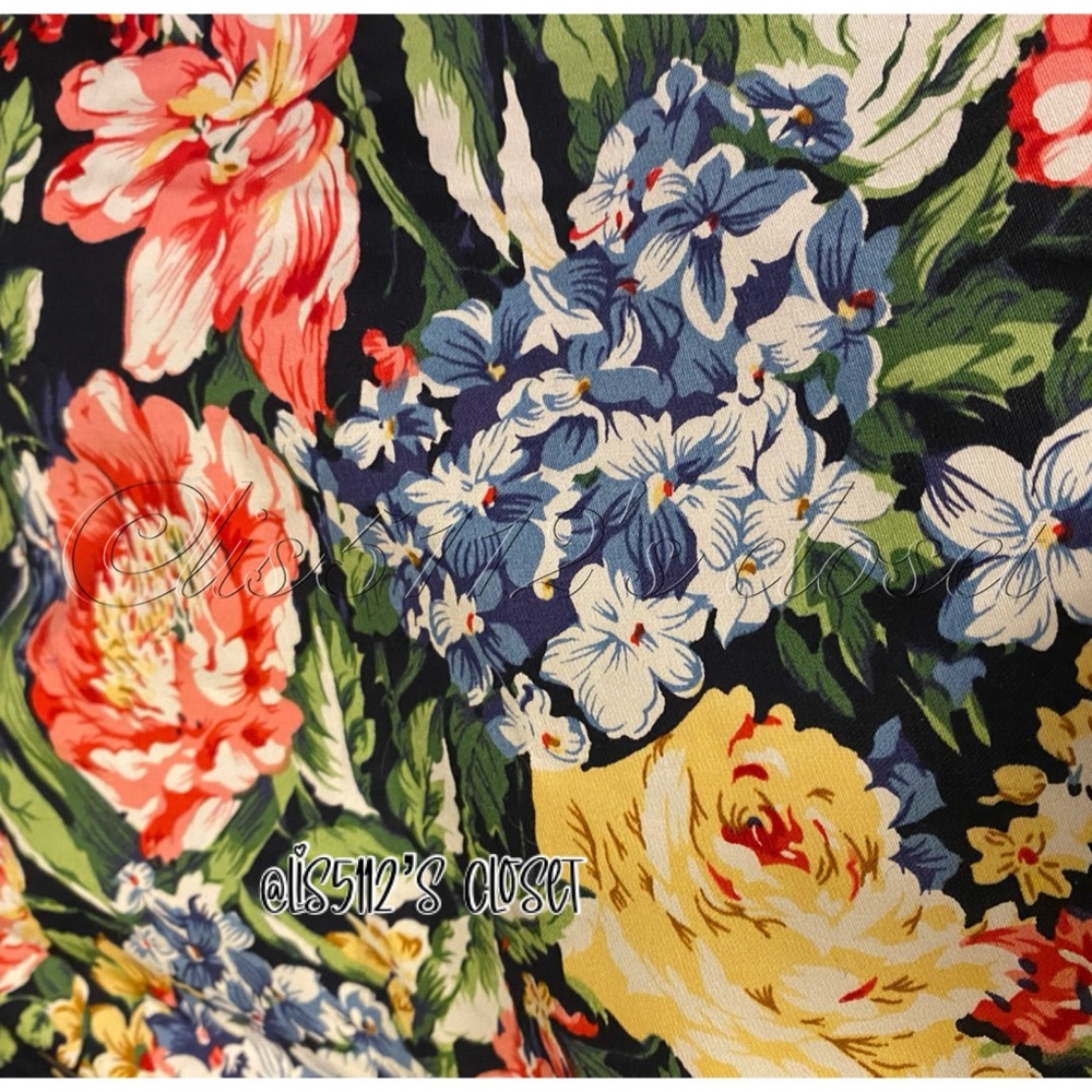 Unique Vintage Navy Garden Party Floral Print Pinup Retro Swing Dress 2X 18 - Picture 2 of 14